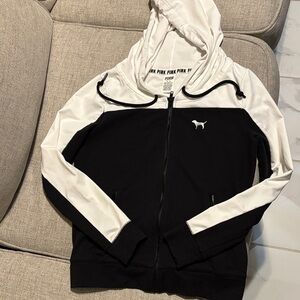 PINK Victoria's Secret Black and White Hoodie
